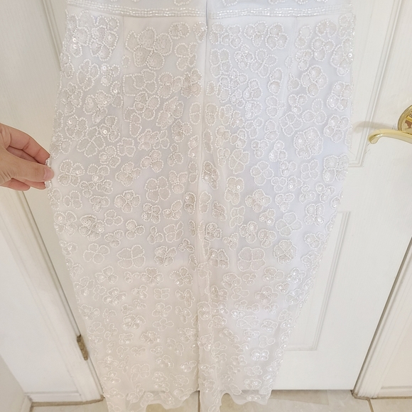 Mac Duggal | Embellished Ruffle Cap Sleeve V-Neck Midi Dress Size 6 Style 10810 - Picture 13 of 17